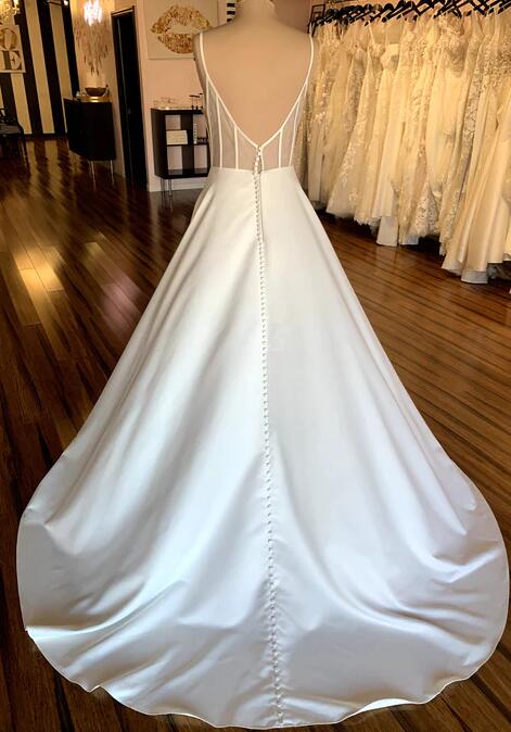 Open Back A-line Satin Wedding Dresses DTB107 – DressesTailor