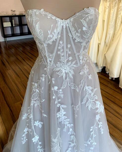 Strapless A Line Wedding Dresses,Custom Made Bridal Dress DTB109