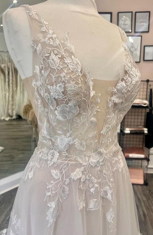 Open Back A Line Wedding Dresses,Custom Made Bridal Dress DTB113