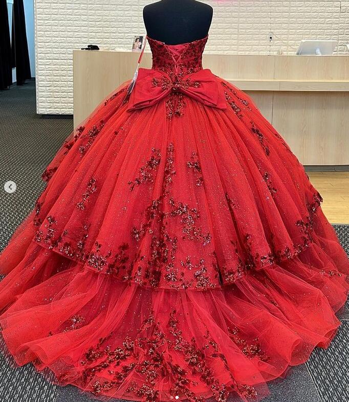 Sparkly Red Quince Dress Off the Shoulder Sweet 16 Dresses 66530 –  Viniodress