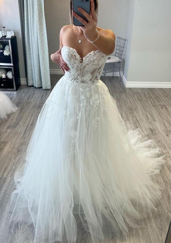 A Line Tulle/Lace Wedding Dresses,Custom Made Bridal Dress DTB118