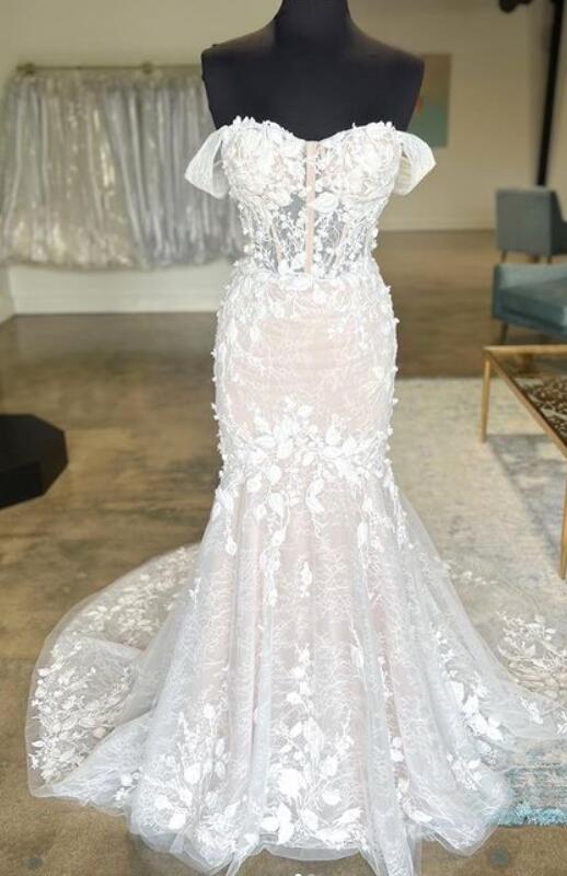 Off the Shoulder Mermaid Lace Wedding Dress DTB154