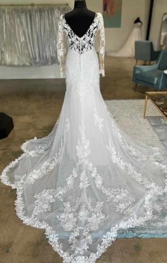 Mermaid Tulle/Lace Wedding Dress with Long Sleeves DTB156