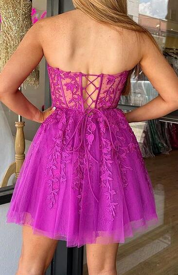 Sweetheart Red Lace Corset A-Line Homecoming Dress DTH126