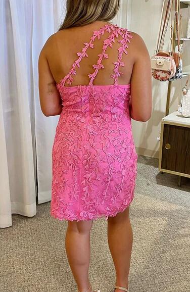 2023 One Shoulder Lace Homecoming Dress DTH139