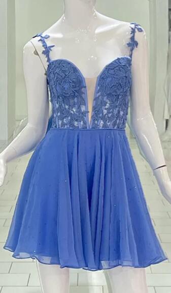Chiffon Homecoming Dress with Lace Corset Top DTH197