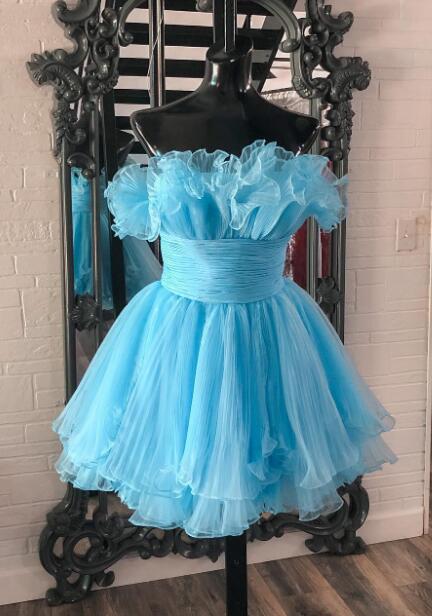 Organza Pleated Homecoming Dress with Ruffle Tiered Skirt