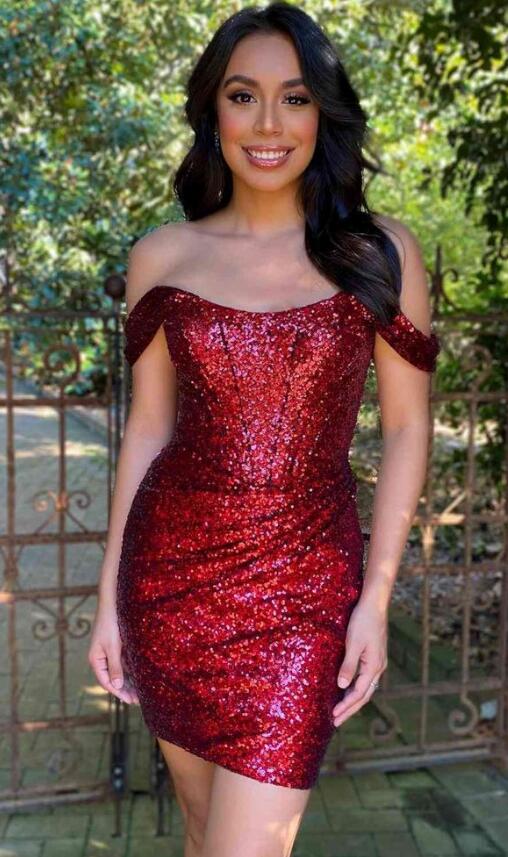 Off the Shoulder Sparkly Homecoming Dress  DTH233