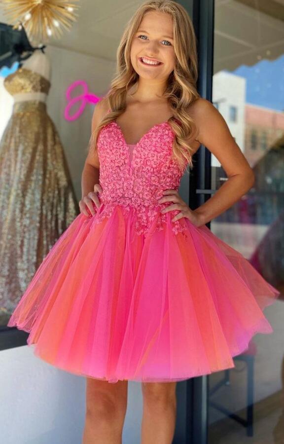 Open Back Straps A-Line Homecoming dress