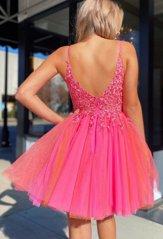 Open Back Straps A-Line Homecoming dress