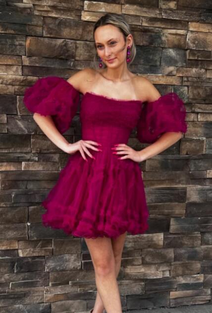 Tulle A-line Homecoming Dress with Sheer Corset Bodice and Ruffle Embellishments