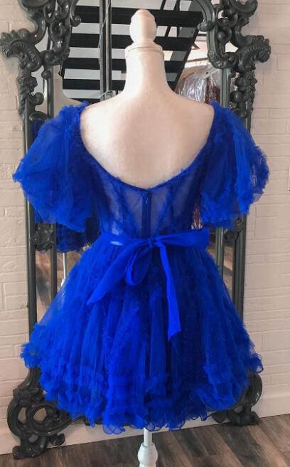 Tulle Ruffles A-line Homecoming Dress with Sheer Corset Bodice