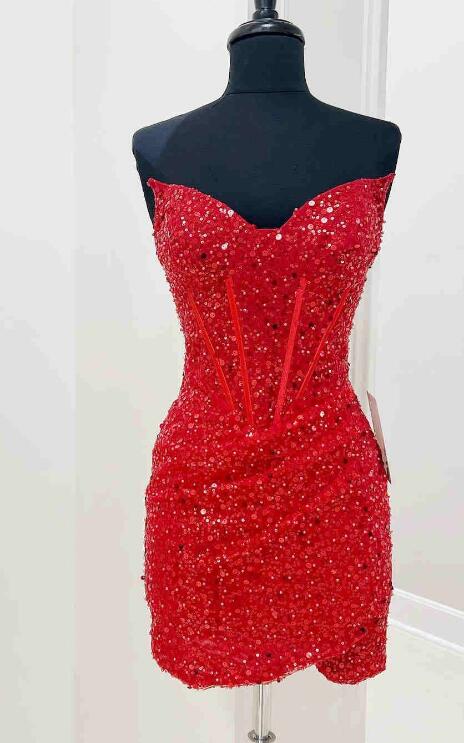 Strapless Sequins Sexy Homecoming Dress