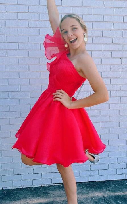 One Shoulder A-line Organza Homecoming Dress