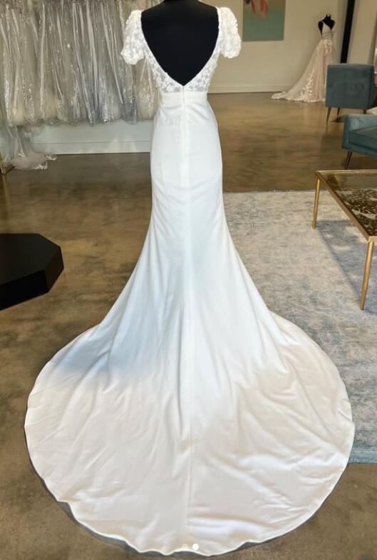 Open Back Satin/Lace Mermaid Wedding Dress