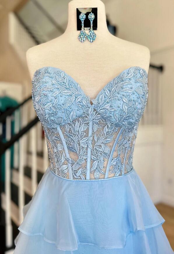 Chiffon Long Prom Dress with Lace Corset Bodice and Ruffle Skirt DressesTailor Chiffon Long Prom Dress with Lace Corset Bodice and Ruffle Skirt DressesTailor