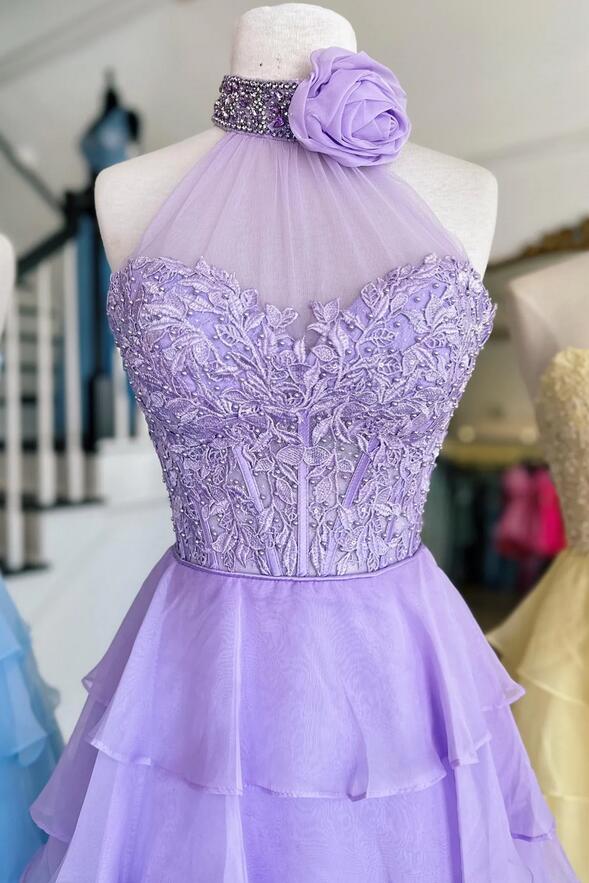 Chiffon Long Prom Dress with Lace Corset Bodice and Ruffle Skirt DressesTailor Chiffon Long Prom Dress with Lace Corset Bodice and Ruffle Skirt DressesTailor