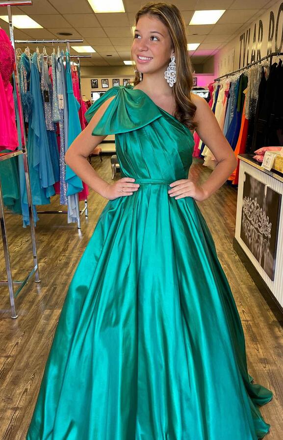 One Shoulder Long Prom Dress with Bow