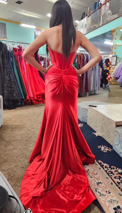 Strapless Mermaid Long Prom Dress with Slit