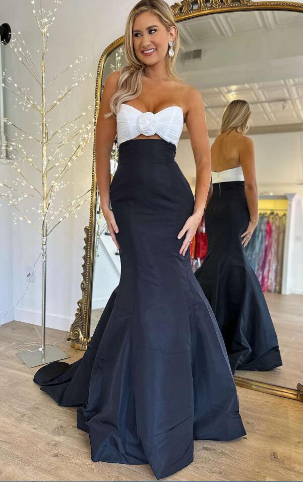 Strapless Long Prom Dresses with Key Hole