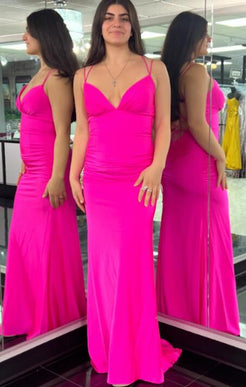 Brown Straps Mermaid Long Prom Dress Evening Party Dress, DP2975 main image 1