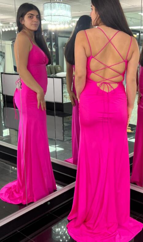 Straps Mermaid Long Prom Dress with Lace-up back
