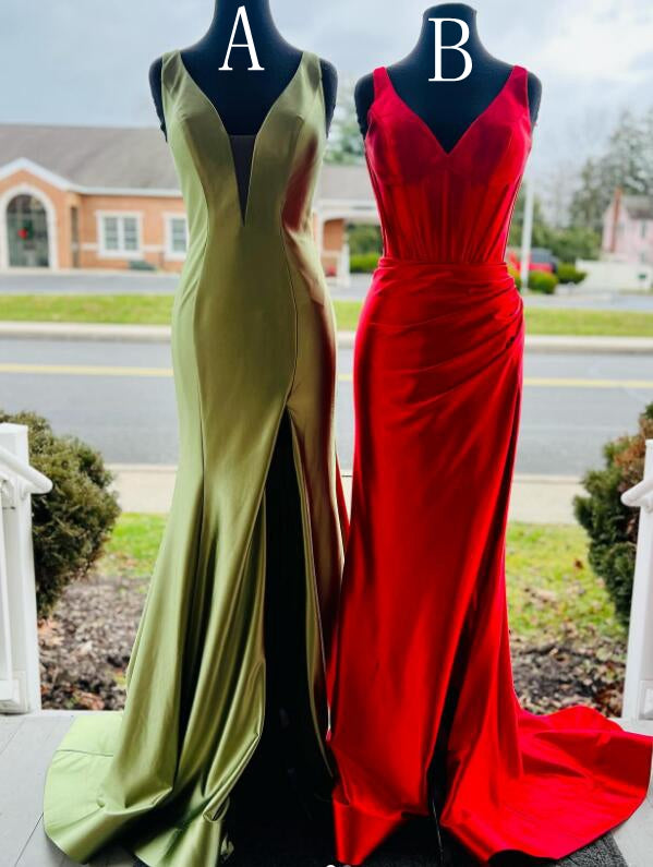 2024 New Satin Long Prom Dress with Slit