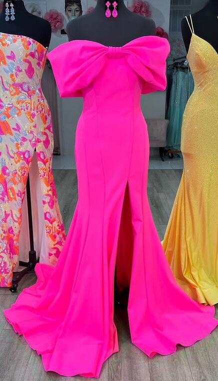 Off the Shoulder Mermaid Long Prom Dress with Slit