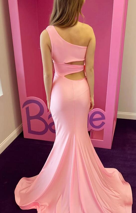 One Shoulder Mermaid Long Prom Dress with Bow