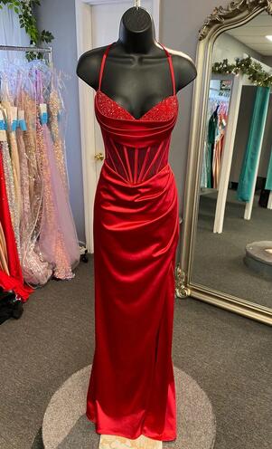 Straps Mermaid Long Prom Dress with Slit