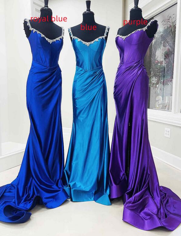 Off the Shoulder Long Prom Dresses with Beaded Neck