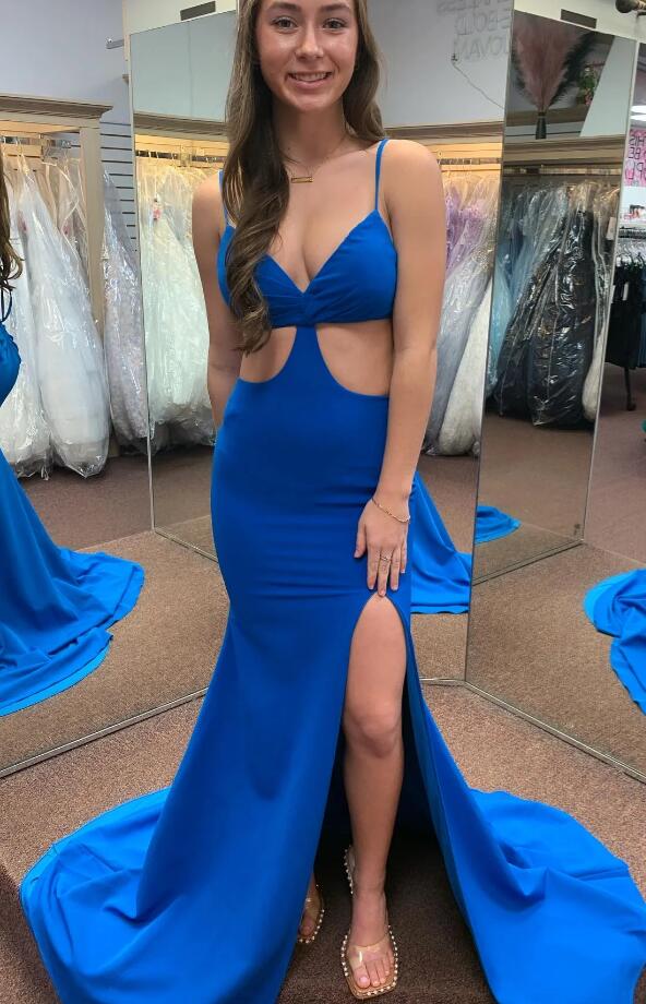 Royal Blue Sexy Mermaid Long Prom Dress with Slit