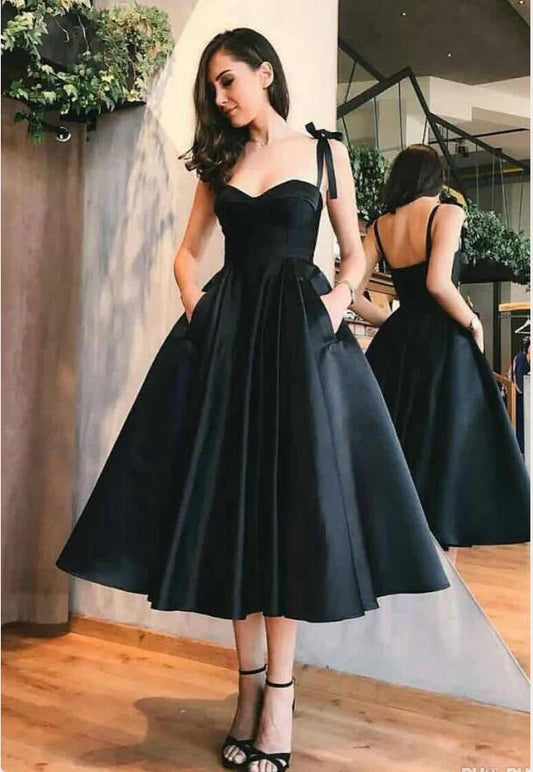 Vintage 1950s Black Homecoming Dress, Short Prom Dress Wedding Reception Dress