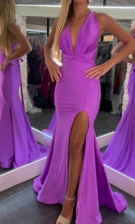 Deep V-neck Sexy Fitted Long Prom Dress