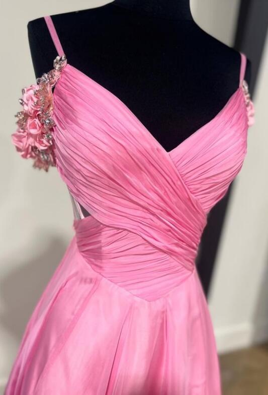 Straps A-line Long Prom Dress