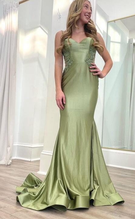 Straps Mermaid Long Prom Dress