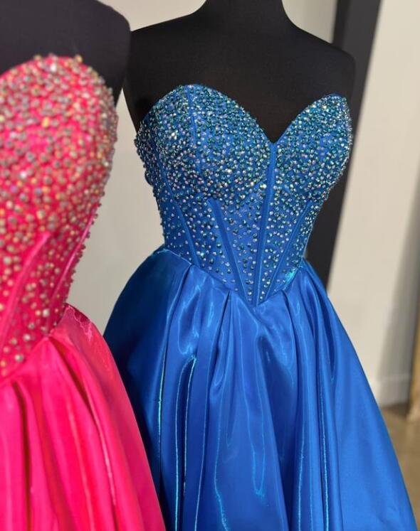 Strapless Sweetheart Long Prom Dress with Beading Top