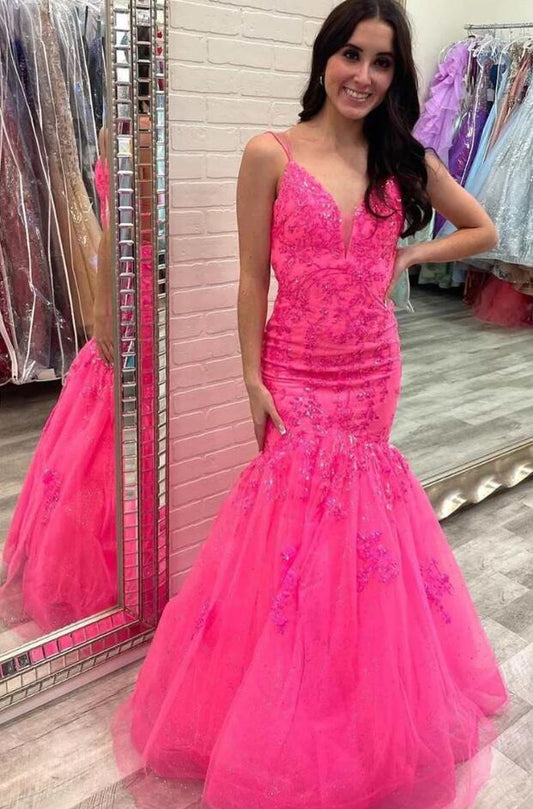 Sequins Tulle/Lace  Mermaid Long Prom Dress