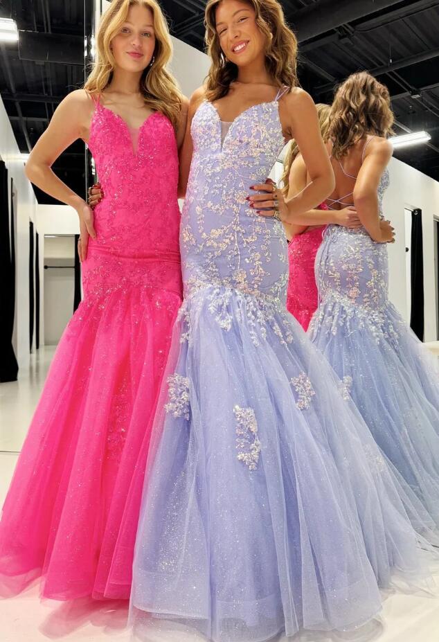 Sequins Tulle/Lace  Mermaid Long Prom Dress