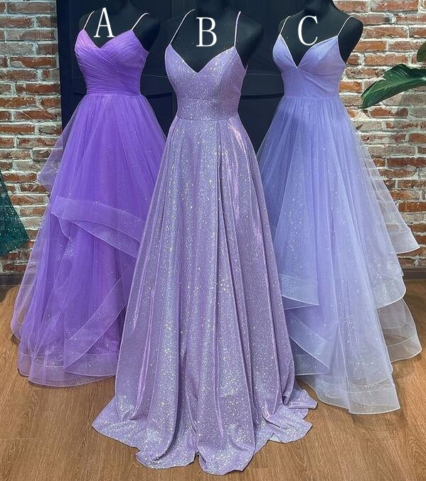 2024 Straps Sparkly A-line Long Prom Dress – DressesTailor