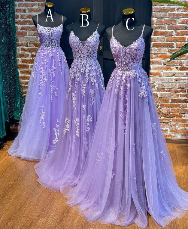 2024 Straps Lace/Tulle A-line Long Prom Dress