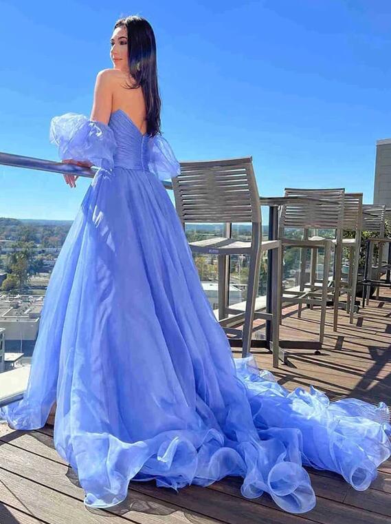 Strapless Long Prom Dress with Removable Sleeves