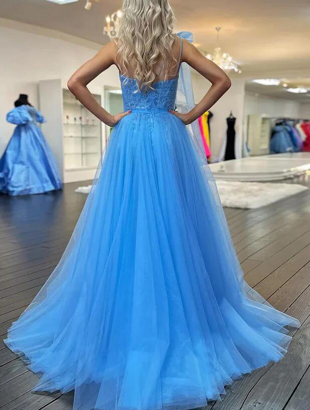 One Shoulder Tulle/Lace Long Prom Dress with Slit