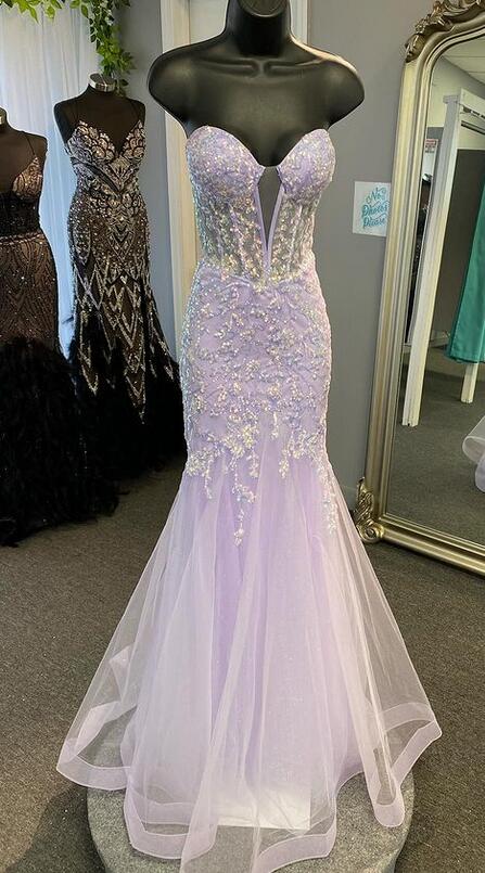 Strapless Sweetheart Long Mermaid Prom Dress with Appliques