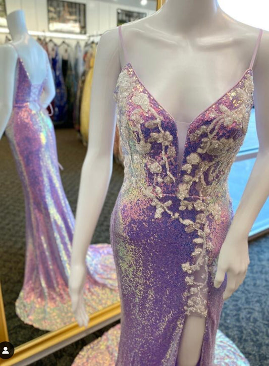 Sequins Mermaid Long Prom Dress with Appliques