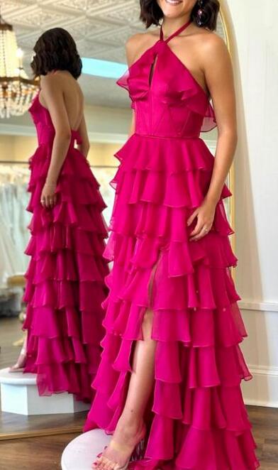 Long Prom Dress with Ruffle Skirt
