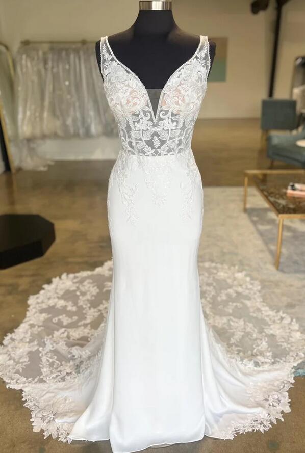 Plunge V Strapless Mermaid Wedding Dress