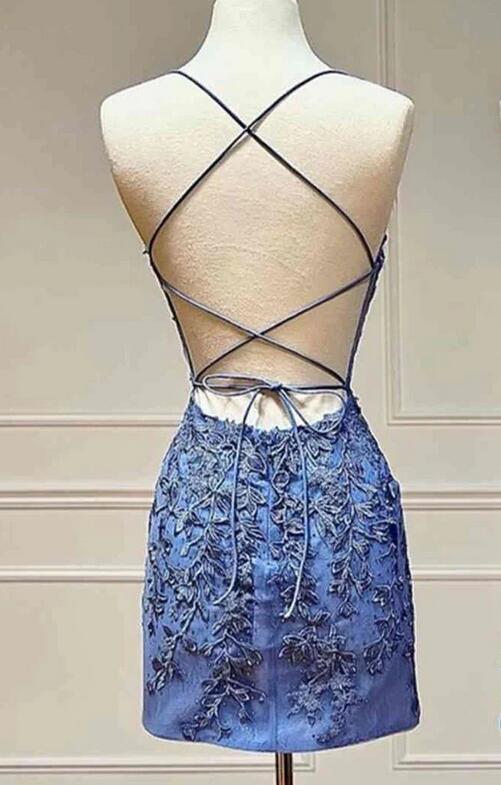 Straps Short Leaf Lace Fitted Homecoming Dress