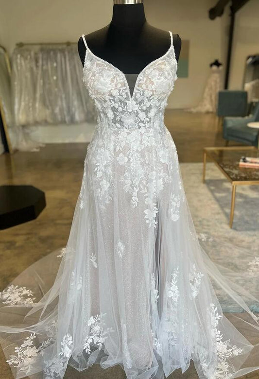 Spaghetti Straps Tulle/Lace Wedding Dress