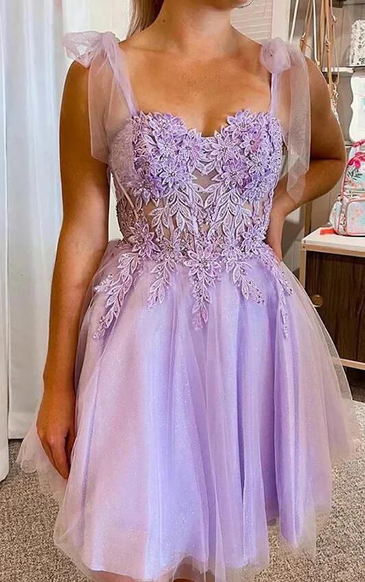 Short Homecoming Dress with Lace Top